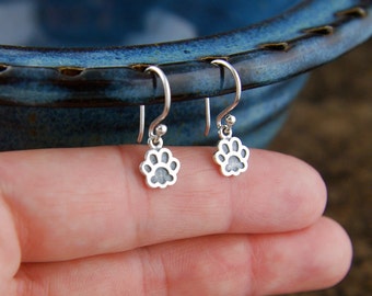 Sterling Silver Paw Print Earrings: Cat & Dog Jewelry