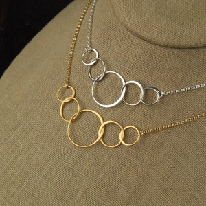 Five linked circles necklace in sterling silver or gold, entwined circles, interlocking circles, family necklace, gold necklace, mother's image 4