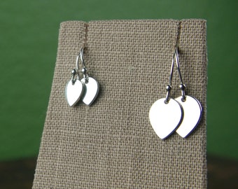 Small or large lotus petal charm earrings in sterling silver, teardrop earrings, silver leaf earrings, silver lotus, flower earrings