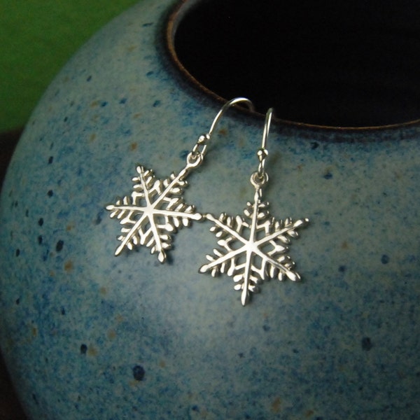 Sterling silver snowflake charm earrings, snowflake, winter, snow, snowflake earrings, silver earrings, holiday, Christmas