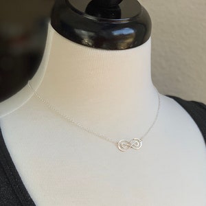Double infinity necklace in sterling silver, sterling silver necklace, infinity symbol, eternity necklace, friendship necklace, mother's day image 2
