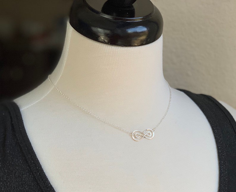 Double infinity necklace in sterling silver, sterling silver necklace, infinity symbol, eternity necklace, friendship necklace, mother's day image 2