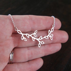 Sterling silver branch with leaves pendant and sterling silver necklace, branch necklace, leaf necklace, silver vine necklace, family tree image 2