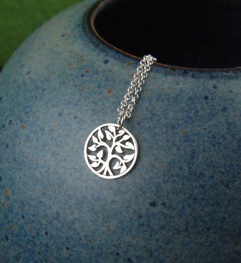 Tree of life necklace in sterling silver, family tree, sterling silver tree charm, sterling silver tree necklace, nature, mother's day image 3