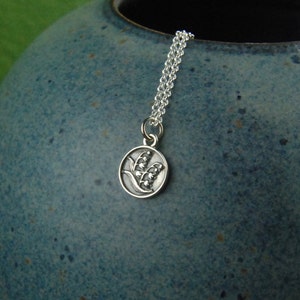 Lily flower necklace in sterling silver, lily of the valley, flower necklace, oxidized silver, botanical, Mother’s Day