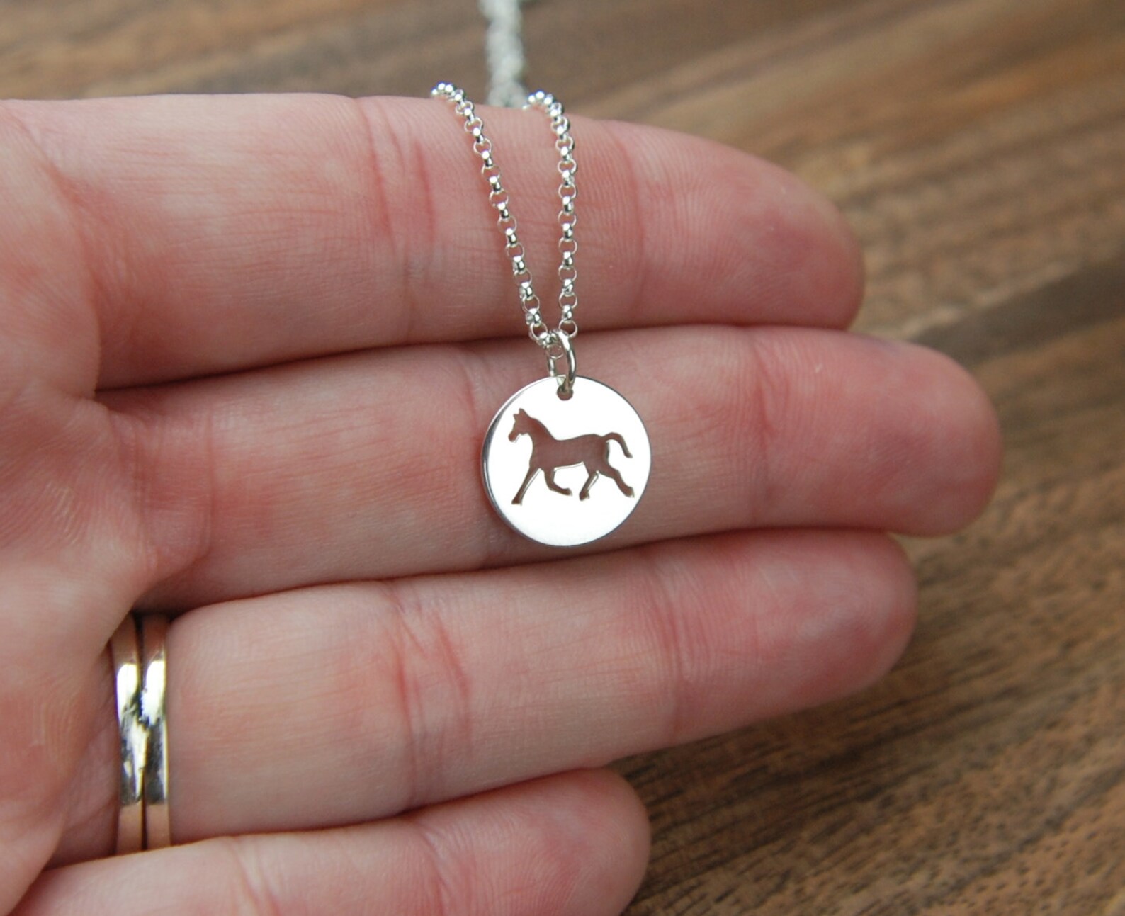 Horse Charm Necklace in Sterling Silver Equestrian Western Etsy