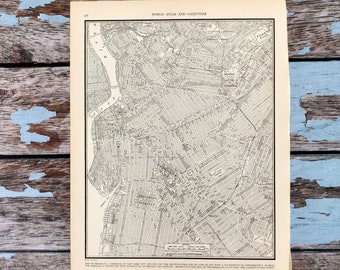 Antique Map of Brooklyn. New York City Map. 1937 Historical Print, Lithograph Framing. 80 Year Old Brooklyn NY Street Map to Frame. NYC