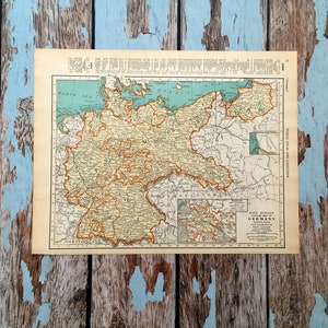 1937 Deutschland Antike Landkarte. Alte Landkarte, Historischer Druck Lithographie zum Einrahmen. Wunderschöne 81 Jahre alte Landkarte zum einrahmen. Landkarte Gallery Wall. Stecknadelkarte