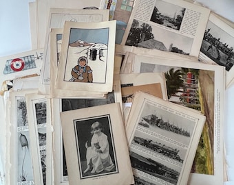 100 Antique Book Page Prints. 1800s-1900s Ephemera. Lithographs, Engravings, Graphics, Crafting, Scrapbooking, Bulk #16