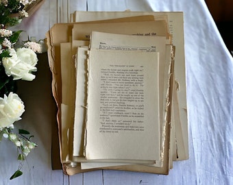 Huge Stack of Old Papers. 250+ Vintage Antique Book Pages. Late 1800-Mid 1900s Ephemera. Old Book Pages for Crafting. Book Lover Gift Set 10