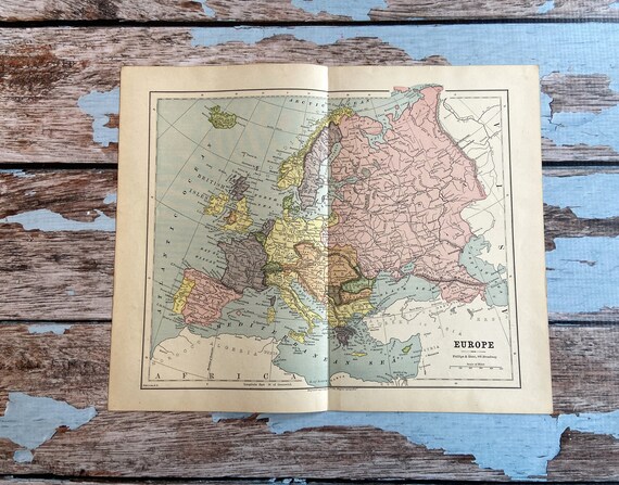 1882 Europe Map. Antique Colorful Map. Original Lithograph - Etsy