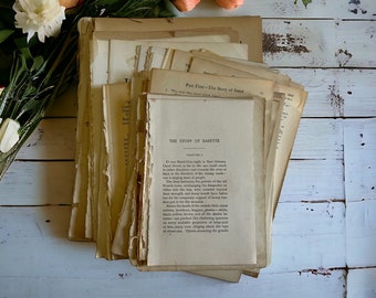 Huge Stack of Old Papers. 250+ Vintage Antique Book Pages. Late 1800s-Mid 1900s Ephemera. Old Book Pages for Crafting. Book Lover Gift Set 3