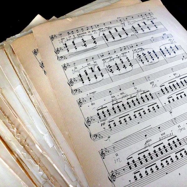 20 XL Sheets Antique Sheet Music- Large Format 11x14" Classical Music. Perfect to frame. Victorian Sheet Music. Old Vintage Music Pages