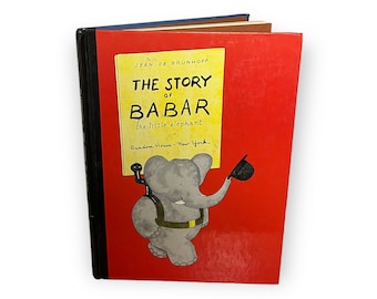 1961 The Story of Babar the Little Elephant. Classic Childrens Hardcover Book by Jean de Brunhoff. Published by Random House
