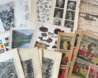 100 Antique Book Page Prints. 1800s-1900s Ephemera. Lithographs, Engravings, Graphics, Crafting, Scrapbooking, Bulk #6