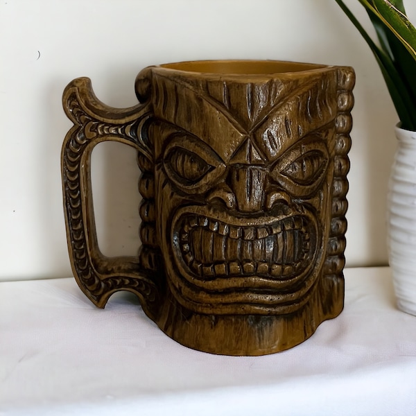 Hawaii Souvenir Heavy Plastic Coffee Cup ~ "Original Kona Coffee Mill" ~ Vintage Tiki