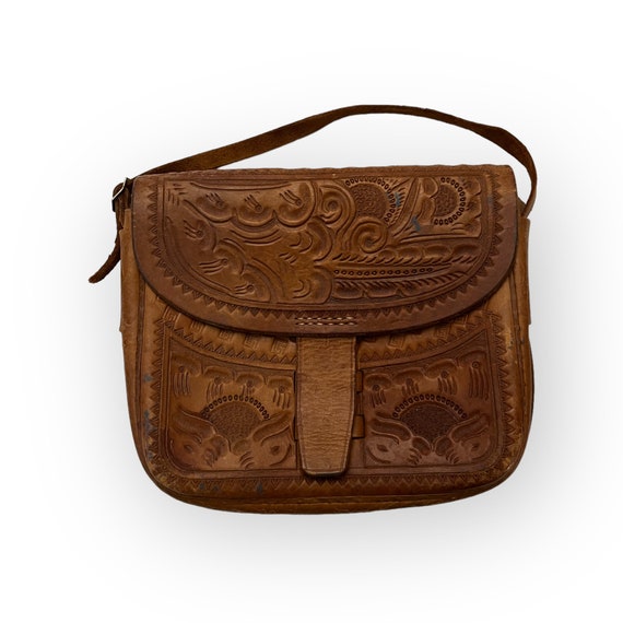 Vintage Tooled Leather Purse. 1970s Accessory. Me… - image 2