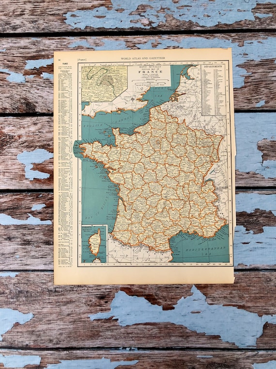 France Antique Map. C1937. 89 Year Old Historical Print Lithograph
