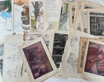 100 Antique Book Page Prints. 1800s-1900s Ephemera. Lithographs, Engravings, Graphics, Crafting, Scrapbooking, Bulk #4