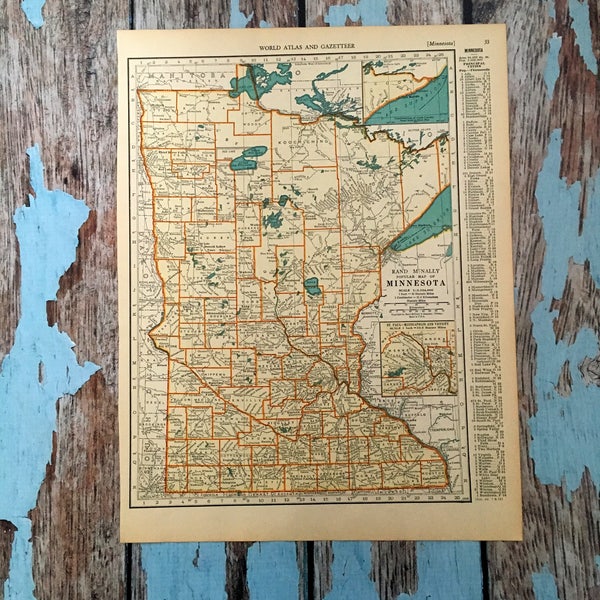 Old Minnesota Map Etsy