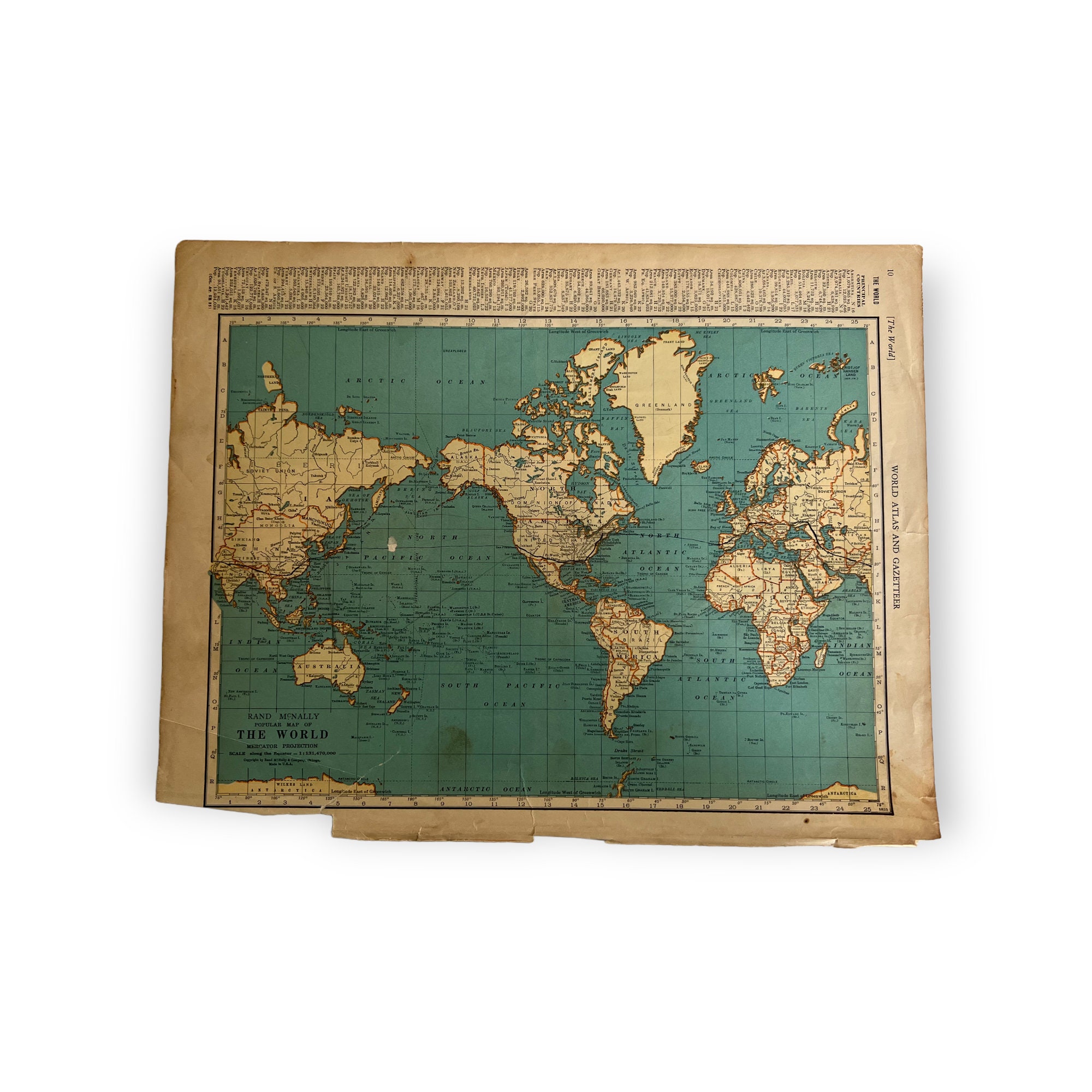 1937年アンティーク世界地図。額装されたヴィンテージ歴史地図。88年前 1937年アンティーク世界地図。額装されたヴィンテージ歴史地図。88年前