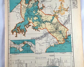 Carte Postale Vintage Panama Canal – Sceau Officiel, Vue Atlantique/Pacifique, Vers 1950