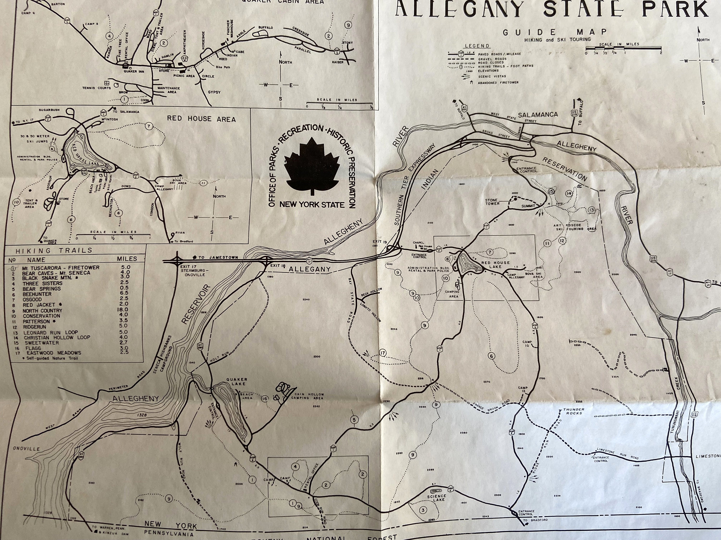 Allegany State Park Map Vintage Allegany State Park Map. Trail Map. New York State | Etsy Singapore