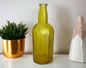 Yellow Pressed Glass Bottle. Vintage- Made in Japan. HS CTO Markings Rare Beautiful Color