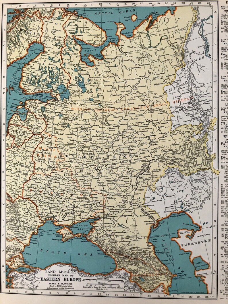 1937 map of eastern europe asia vintage maps historical