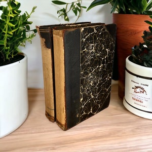 Libros antiguos de la Biblioteca Universal Classics de 1901. Bellas Letras/Cartas a su Hijo en francés. Tapas y guardas jaspeadas.