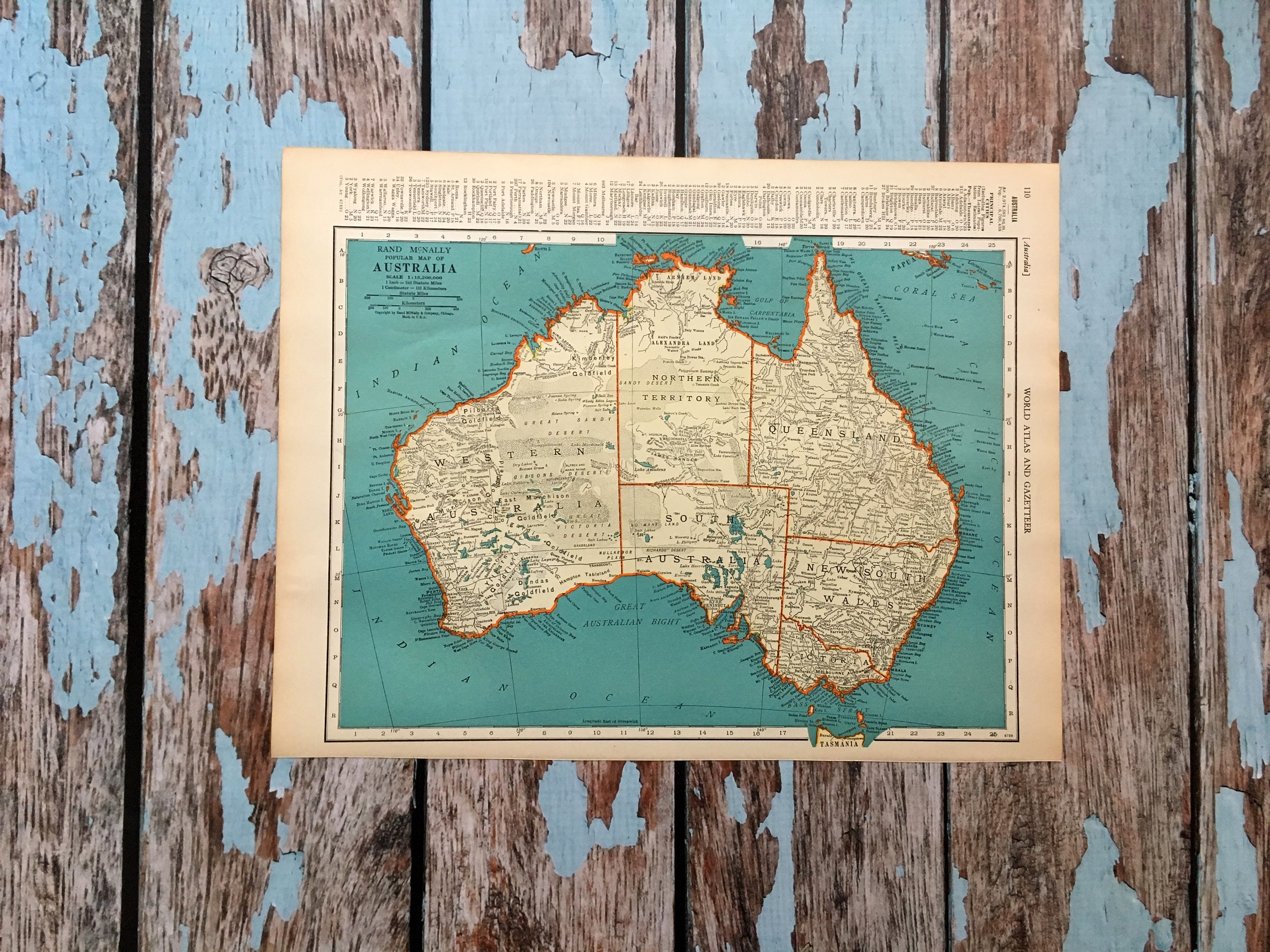 Vintage Map Australia Print 11x14 - Etsy