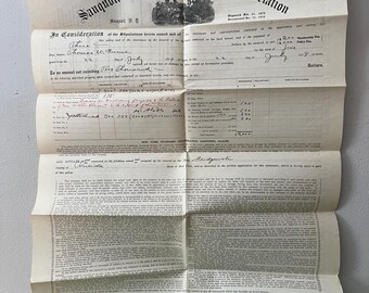 Antique Farm Insurance Document. HUGE, Sauquoit Valley Farmers Association Papers. c1929. Vintage Ephemera.