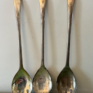 Vintage Salad Serving Set. 2 Spoons Fork 9" Long. Silver Plated Italy Silverware Cutlery