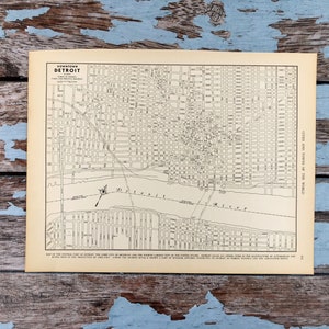 1937 Detroit City Map. Vintage Map of Detroit Michigan. Historical Print, Lithograph for Framing. 80 Yr Old Map of Detroit Michigan to Frame