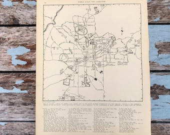 Mapa antiguo de la ciudad de Atlanta, Georgia. c. 1937. Litografía histórica de 89 años de antigüedad para enmarcar.