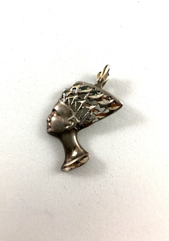 Vintage Sterling Egyptian Pendant. Small Sterling… - image 4