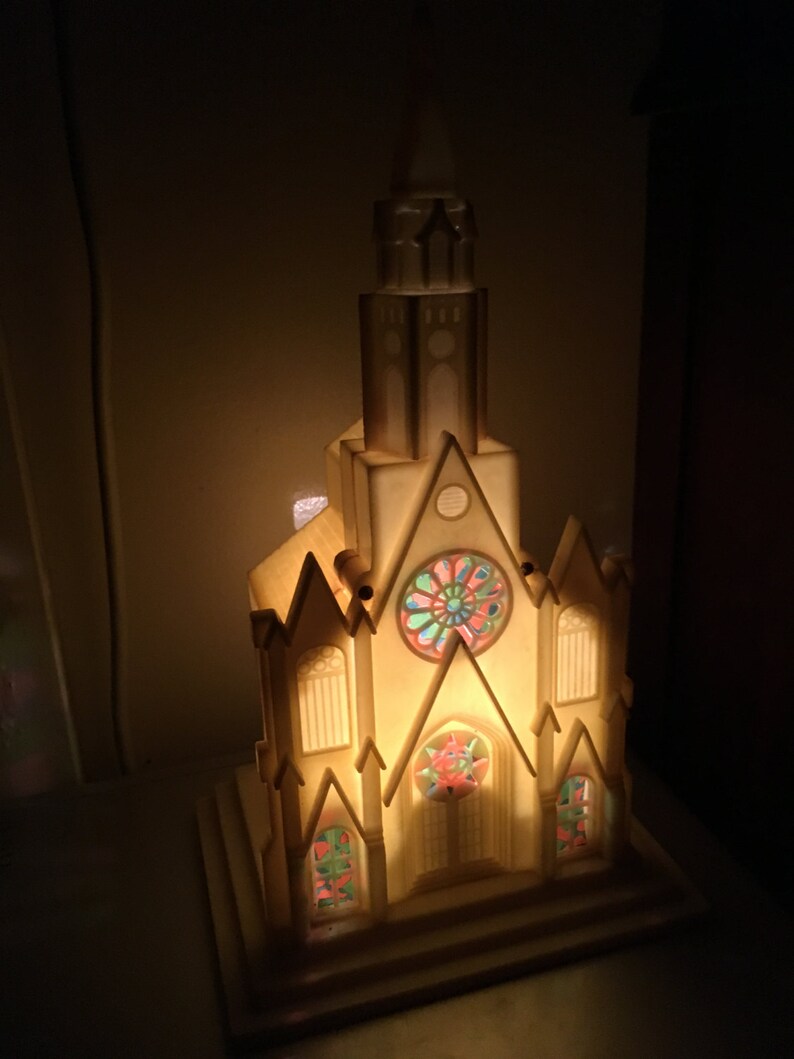 1950s Plastic Light Up Church. Wind Up Music Box. Silent Etsy