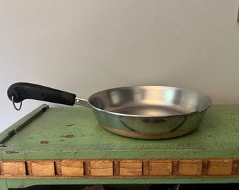 Revere Ware 1801 9&quot; Stainless Steel | Copper Clad Bottom Skillet. Vintage Frying Pan Revereware Cooking Skillet Pot Clinton Illinois #86