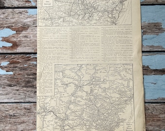 1926 Railroad Map. Antique Map of Baltimore/ Ohio & Boston/ Maine Railroad Systems. Historical Print.  Beautiful 95 Yr Old Train Map