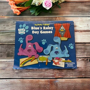1998 Blue&#39;s Rainy Day Games Activity Tablet. Blues Clues. Vintage Coloring & Activity Book. Jumbo Sized