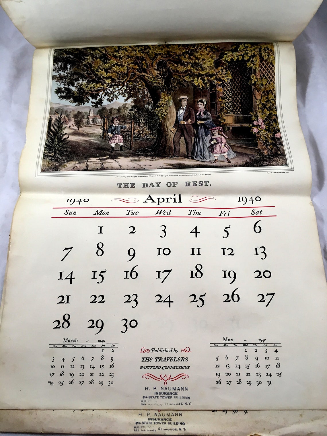 1940 Currier and Ives Wall Calendar. By Travelers Insurance Etsy