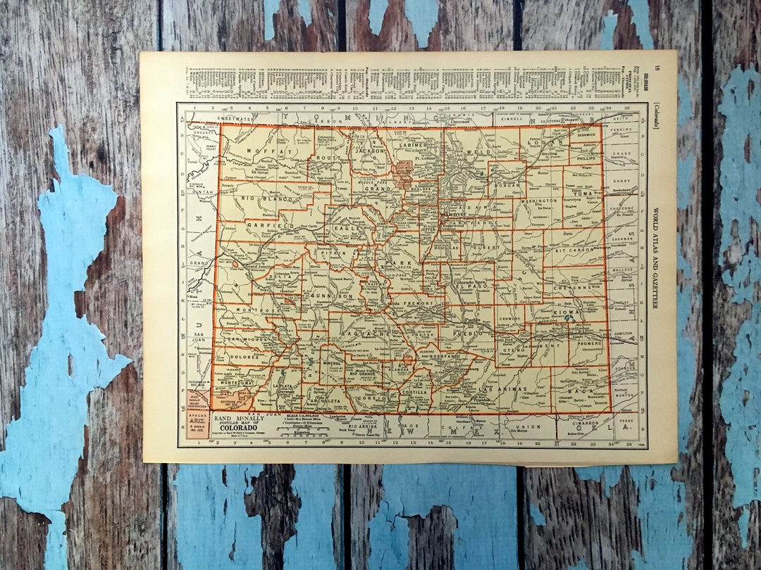 1937 Colorado Map. Old Map of Colorado. Antique Historical Print, Lithograph for Framing