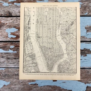 Antike Karte von Manhattan. New York Stadtplan. NYC 1937 Historischer Druck, Lithographie. 88 Jahre alte Karte zum einrahmen. Obere Manhattan & Bronx.
