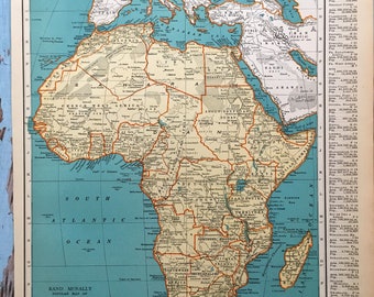 未開封 　イギリス　アンティーク　アフリカの地図 アフリカのアンティーク地図。1937年頃。額装可能な89年前の歴史的な石