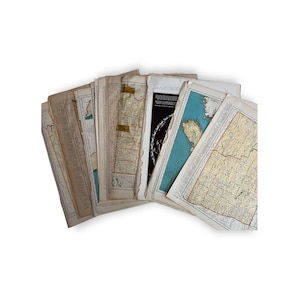 Antique Map Collection. 20 Large Old Map Set. Ephemera Crafting Mixed Media Collage. Colorful Paper Art Print. Vtg Map Set #108.