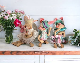 Vintage Easter Bunny Annalee Dolls - Bride/Groom Bunnies - 1993 Excellent Condition