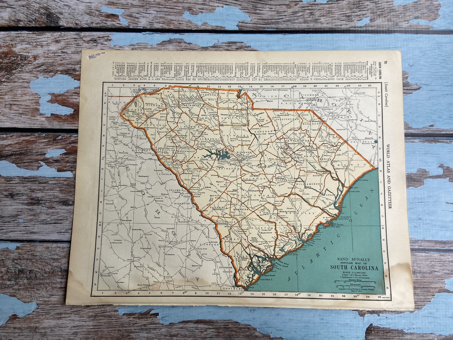 1937 South Carolina Antique Map. Old State Map Historical | Etsy