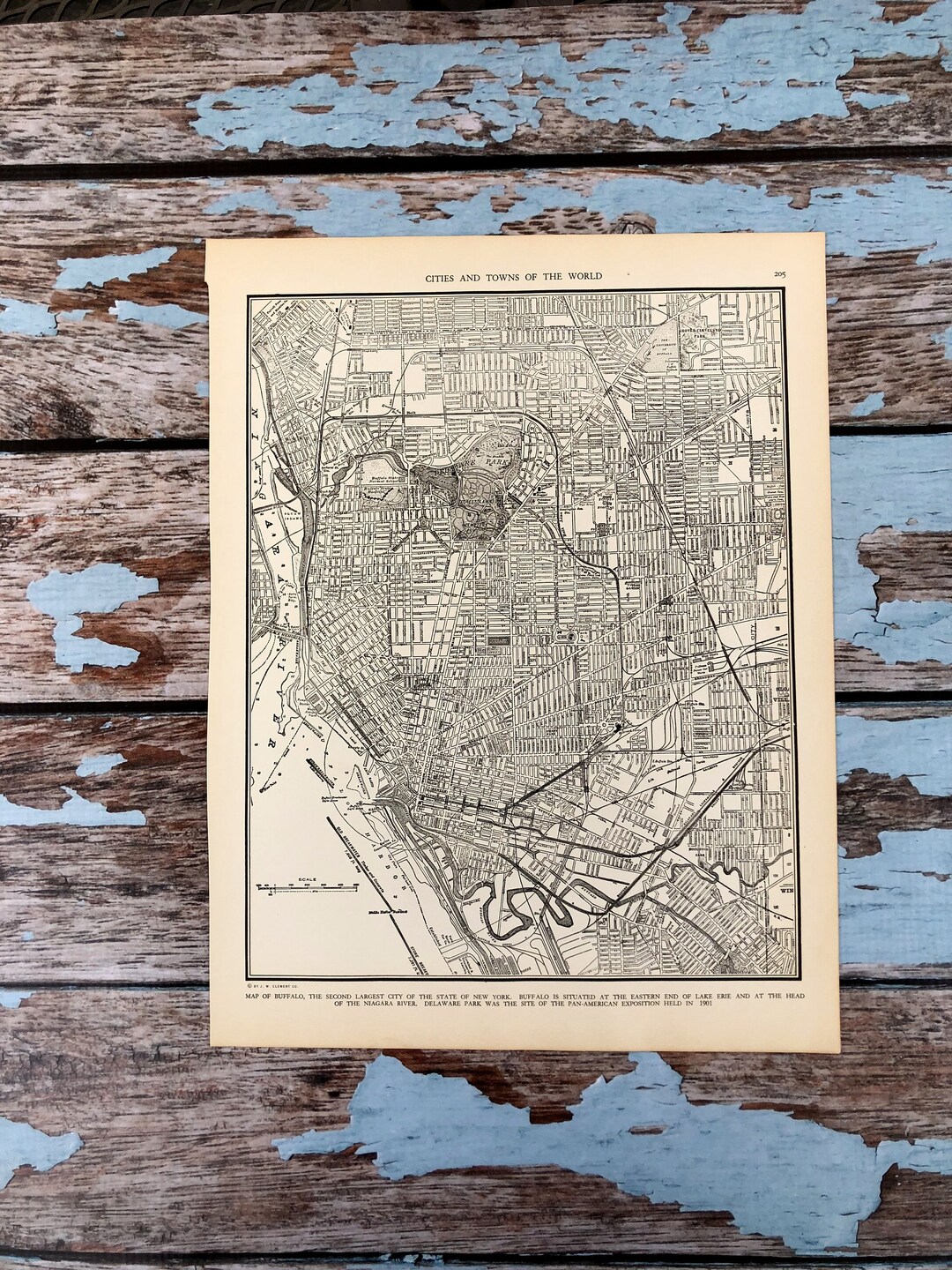 Antique Map of Buffalo. City Map. 1937 Historical Print, Lithograph for ...