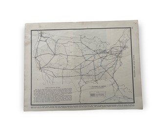1937 Air Plane Map. American Operated Airline Routes. Historical