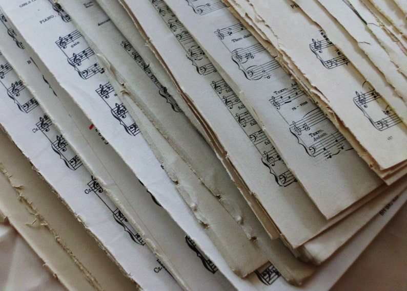 Vintage Music Sheets. Large 9x12 Size. Old Sheet Music Supplies. Antique Pg for Crafting, Wedding, Scrapbooking, Ephemera. Choose Quantity image 4
